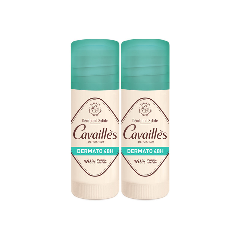 Cavaillès Dermato 48h Déodorant solide stick lot de 2x40ml