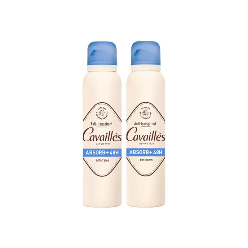 Cavaillès Absorb+ 48H Anti-transpirant spray anti-traces lot de 2x150ml