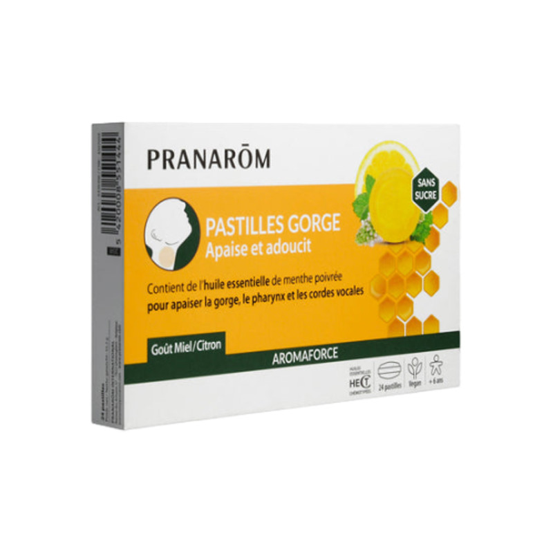 Pranarôm Aromaforce 24 pastilles gorge au miel et citron
