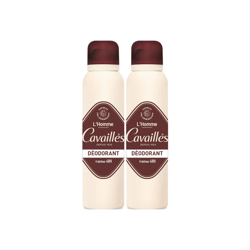 Cavaillès Déodorant Homme fraîcheur 48h lot de 2x150ml
