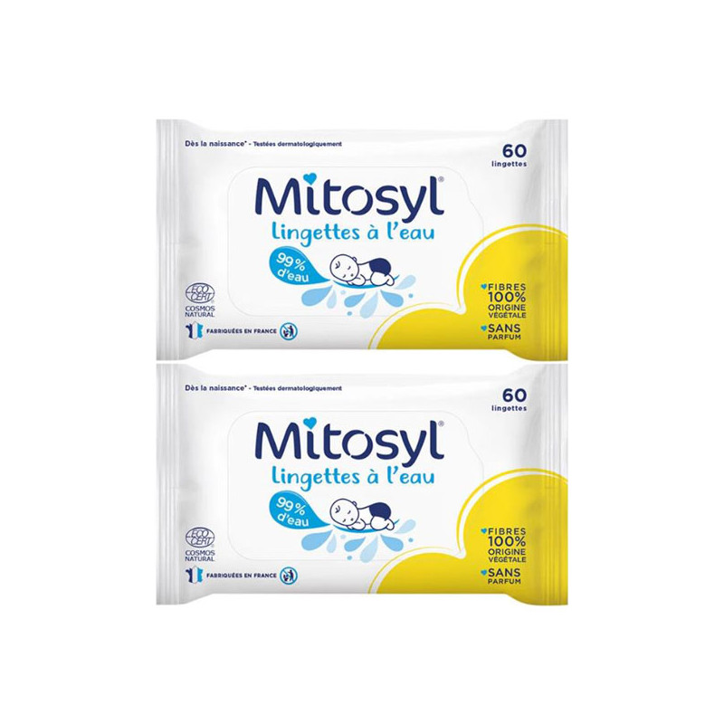 Mitosyl lingettes à l'eau lot de 2 x 60