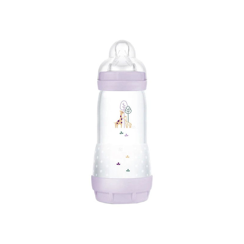 MAM Easy Start Biberons Lilas anti-colique débit 3 - 260ml + Tétine plate
