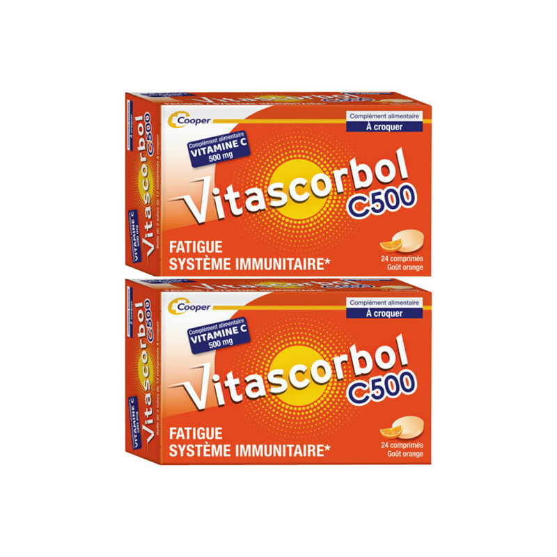 Vitascorbol C500 Vitamine C goût orange lot de 2x24 comprimés