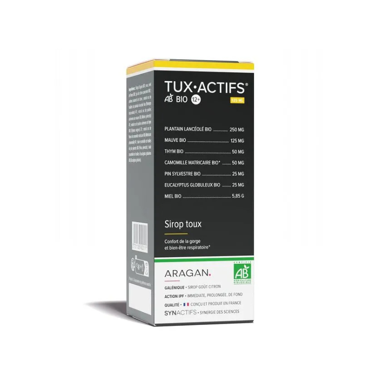 Aragan Synactifs TuxActifs 12+ Sirop toux bio 125ml