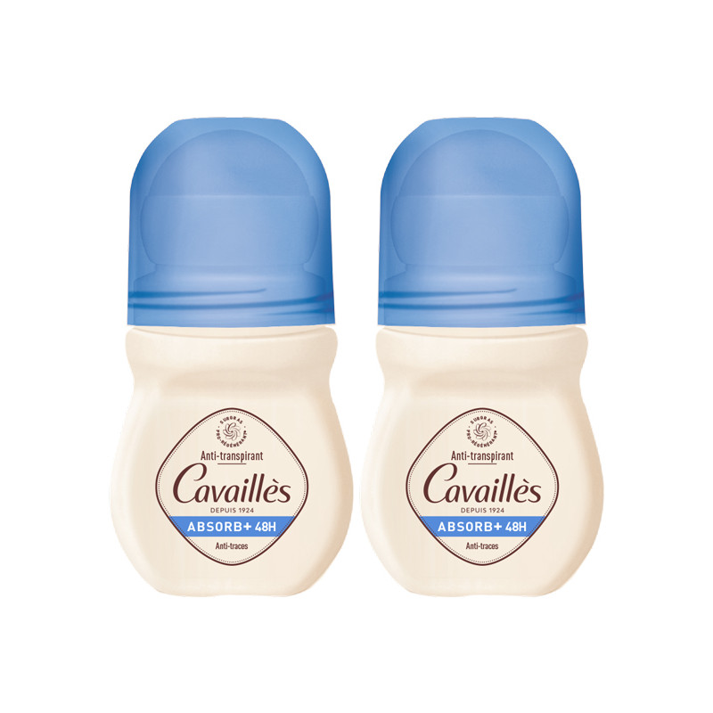 Cavaillès Anti-transpirant Absorb+ 48h roll-on lot de 2 x 50ml