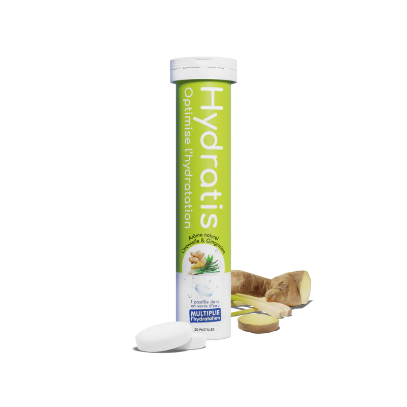 Hydratis Solution d'hydratation arôme citronnelle gigembre 20 comprimés effervescents