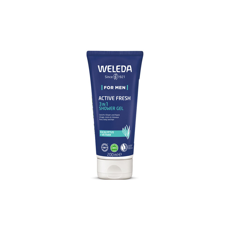 Weleda Active fresh Gel douche 3en1 énergisant homme 200ml