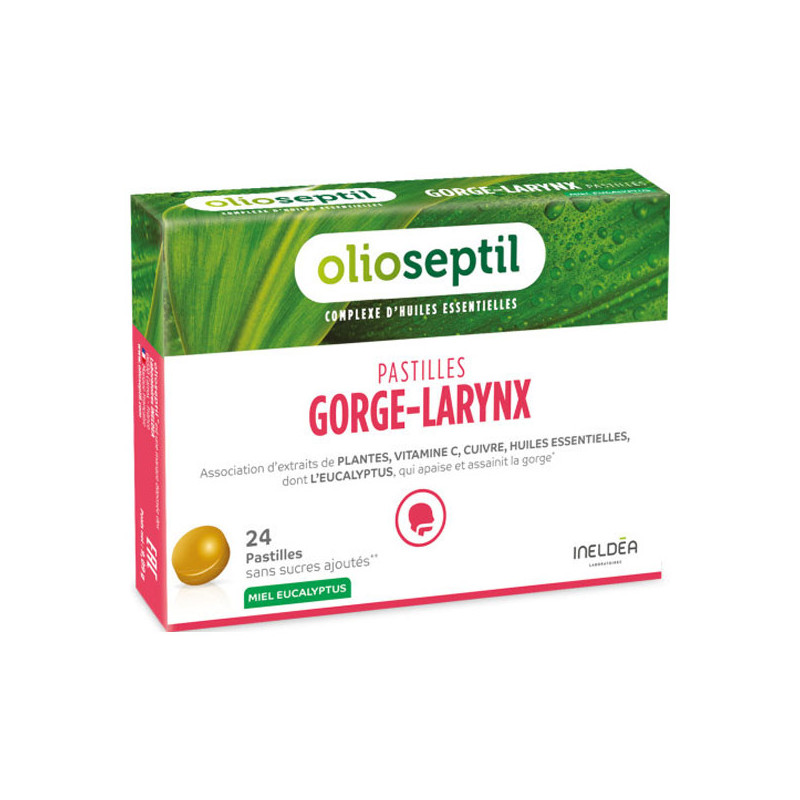 Olioseptil Gorge-Larynx goût miel eucalyptus 24 Pastilles sans sucres