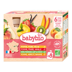 Babybio Multi-parfums gourdes fruits dès 6 mois 8 x 90gr