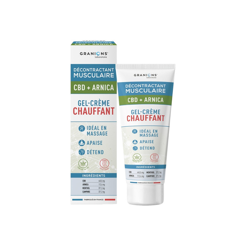 Granions Décontractant Musculaire gel-crème chauffant cbd + arnica 75ml