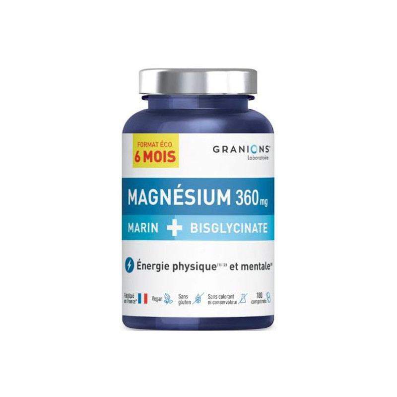 Granions Magnésium Marin + Bisglycinate 360mg 180 comprimés