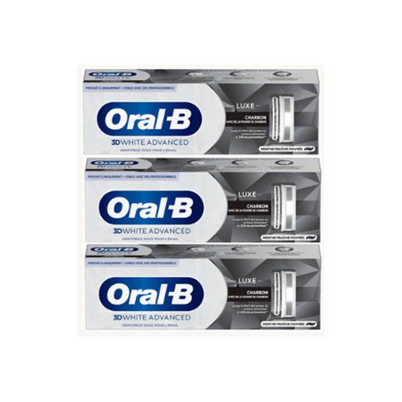 Oral-B 3D White Advanced luxe lot de 2 Dentifrices charbon 75ml