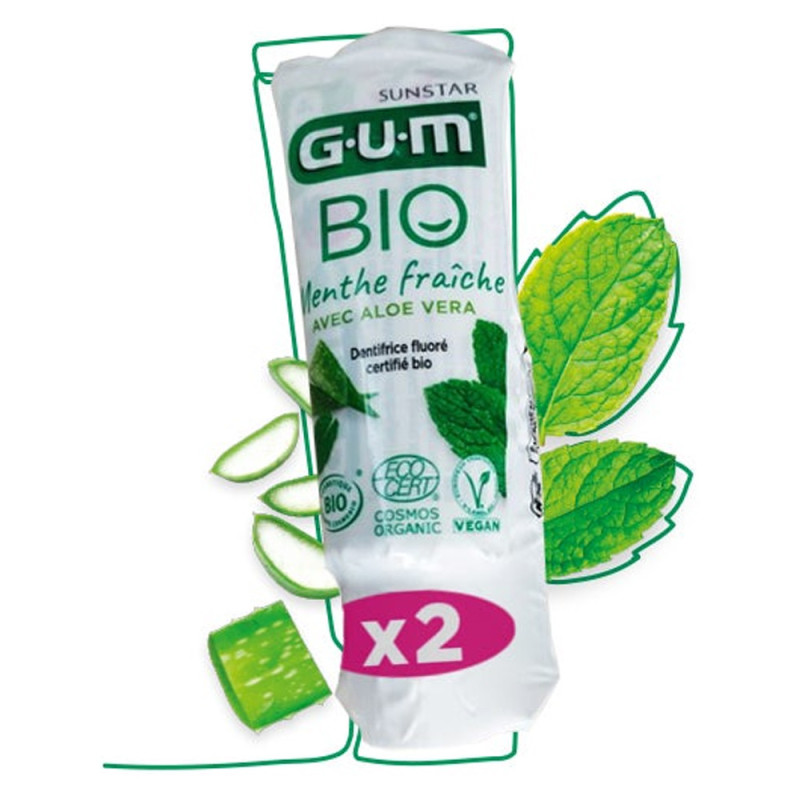 GUM Gel dentifrice bio lot de 2 x 12ml