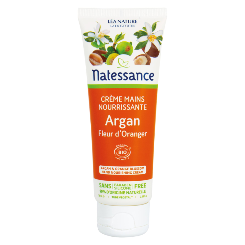 Natessance Crème mains nourrissante Argan Fleur d’Oranger bio 75ml