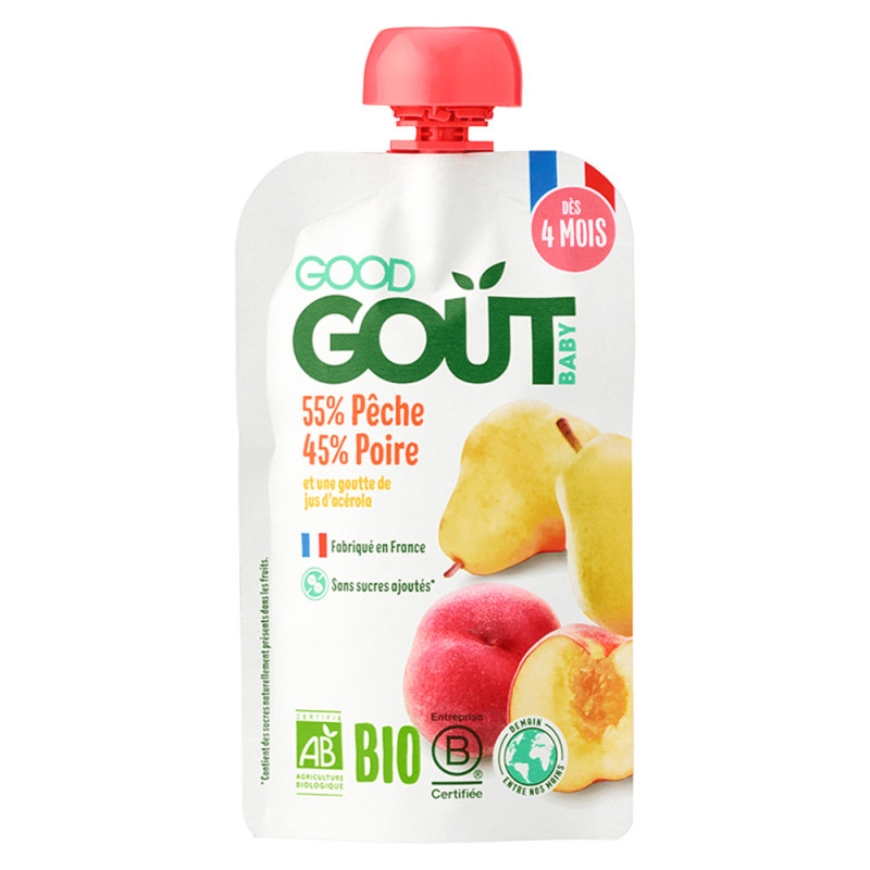 Good Goût Pêche Poire Purée de fruits bio 120gr