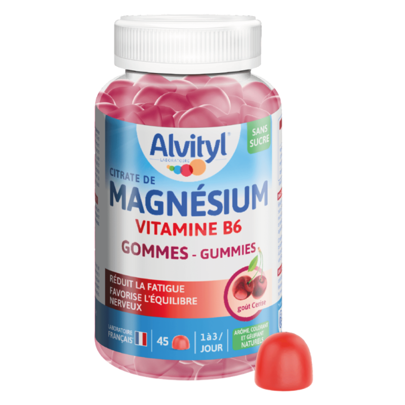 Alvityl Citrate de Magnésium Vitamine B6 Cerise 45 gommes