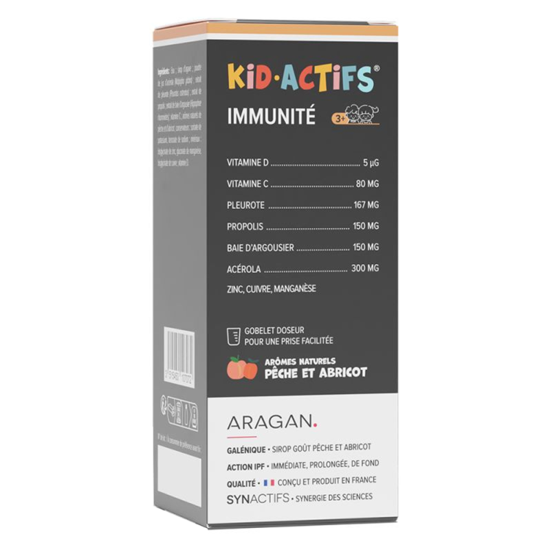 Aragan Synactifs KidActifs immunité Sirop pêche et abricot 125ml