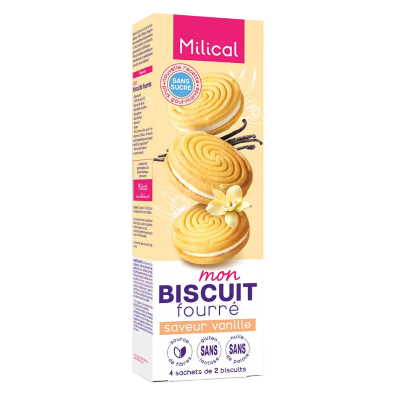 Milical Mon Biscuits fourré saveur vanille 4 sachets de 2 biscuits