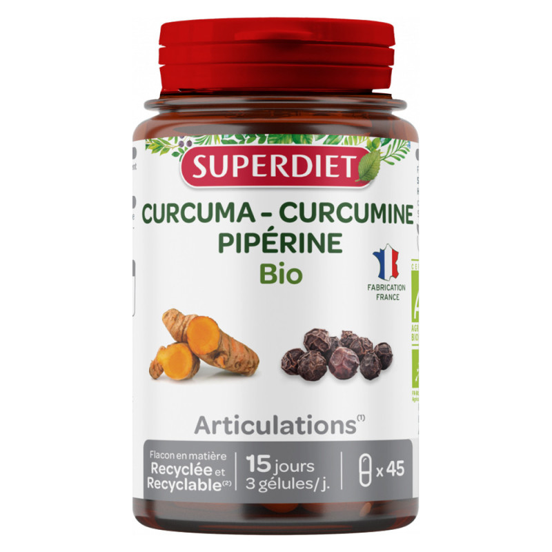Superdiet Curcuma Curcumine Pipérine bio 45 gélules