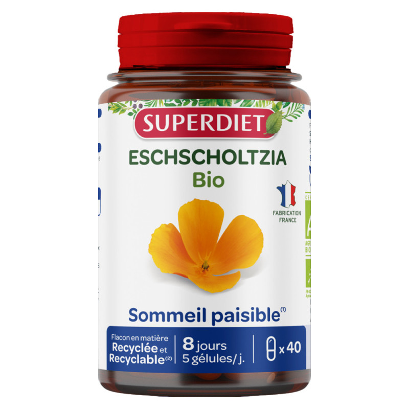 Superdiet Eschscholtzia Bio Sommeil paisible 40 gélules