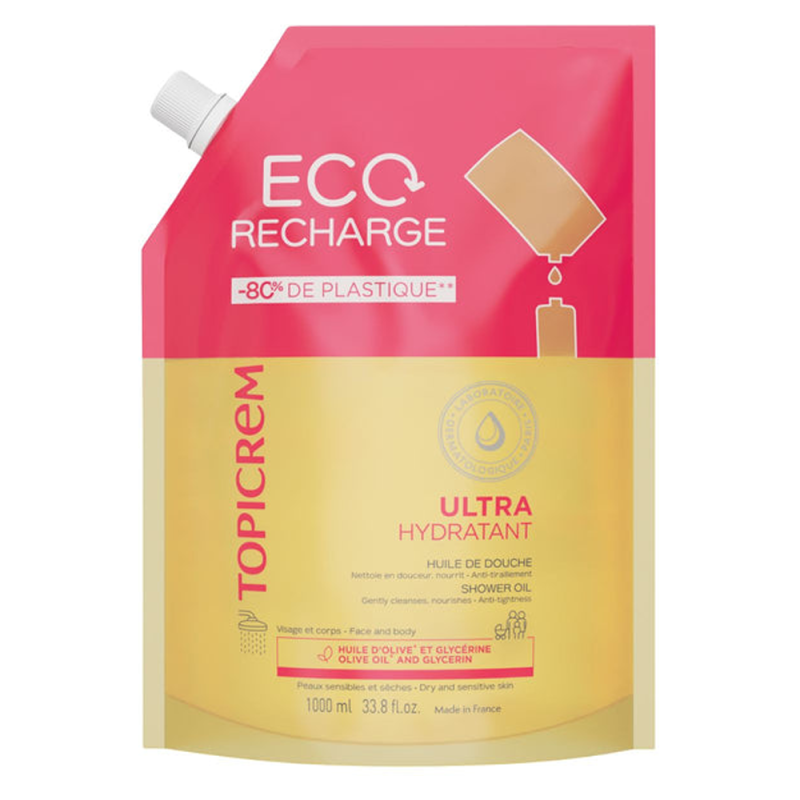 Topicrem Ultra-hydratant Huile de douche éco-recharge 1L