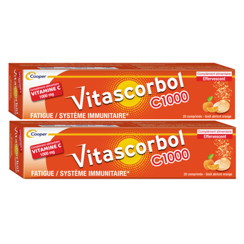 Vitascorbol Vitamine C 1000 lot de 2x20 comprimés à croquer