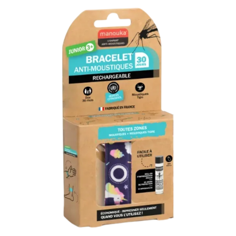 Manouka Bracelet anti-moustiques junior dinosaure + recharge 6ml