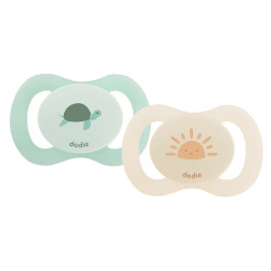Dodie Sucette anatomique silicone 0-2mois Tortue et Soleil 2 unités