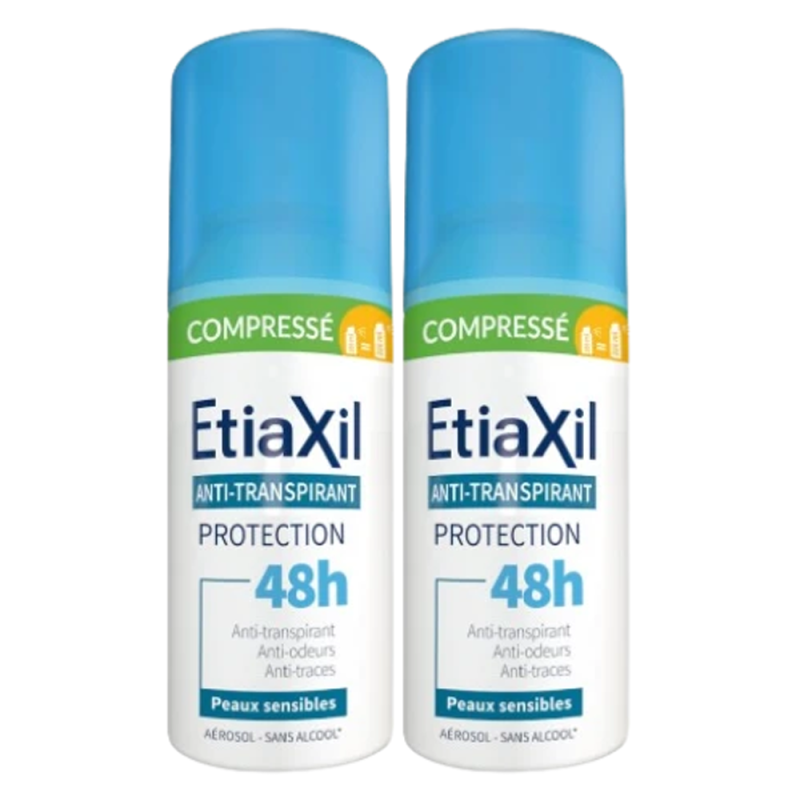 Etiaxil Anti-transpirant compressé protection 48h peaux sensibles lot de 2x100ml