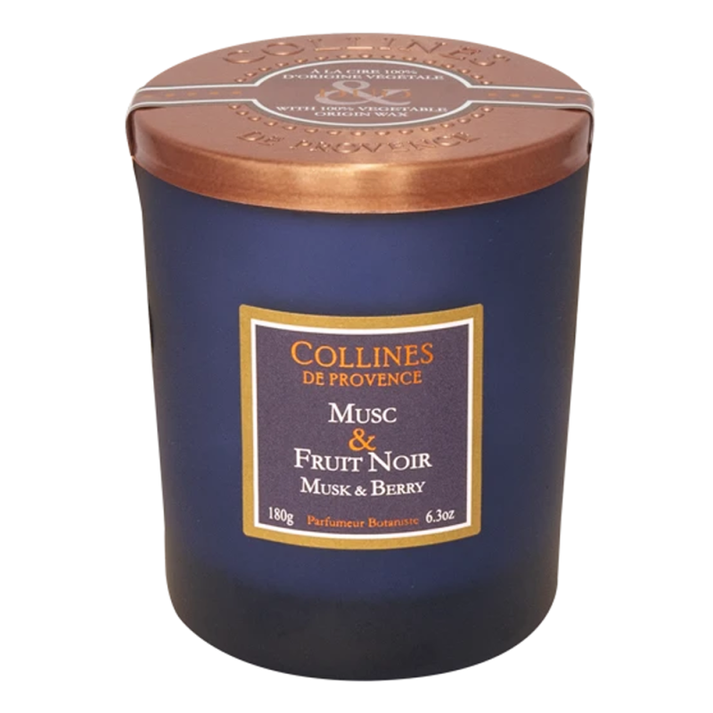 Collines de Provence Bougie parfumée Musc & Fruit noir 180gr