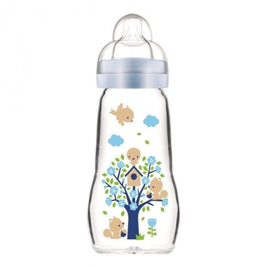 MAM Biberon Verre Premium blanc 260ml + Tétine débit 2