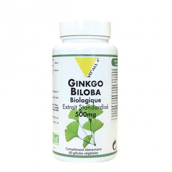 Vitall+ Ginkgo Biloba Bio 500mg 60 gélules