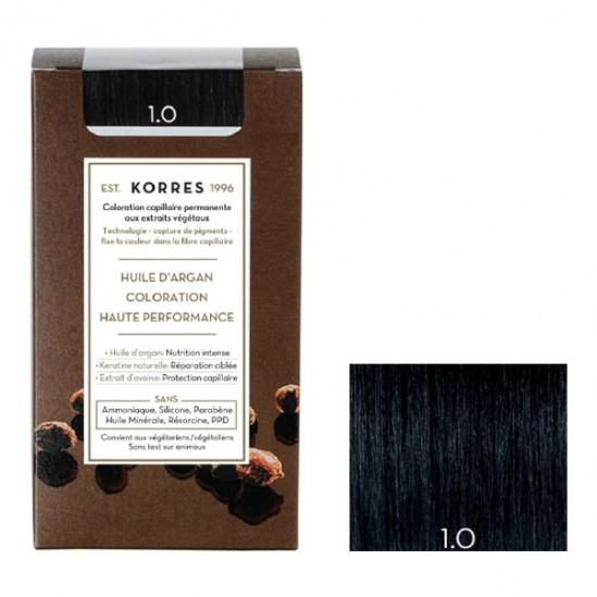 Korres huile d'argan coloration permanente 1.0 noir