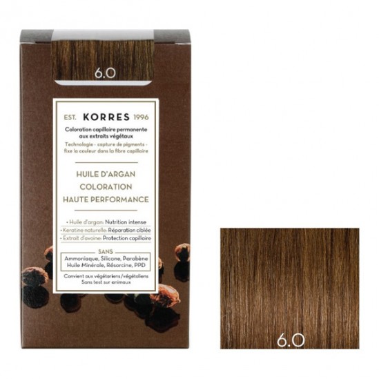 Korres huile d'argan coloration permanente 6.0 blond foncé