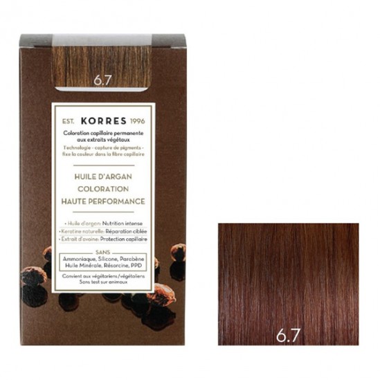 Korres huile d'argan coloration permanente 6.7 blond foncé marron