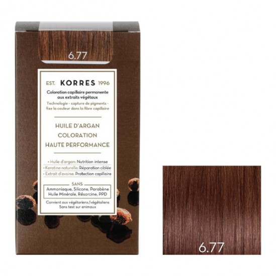 Korres huile d'argan coloration 6.77 blond foncé marron intense