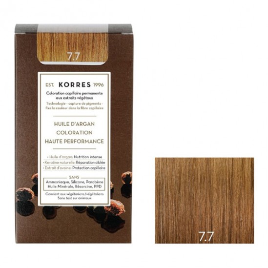 Korres huile d'argan coloration permanente 7.7 blond marron