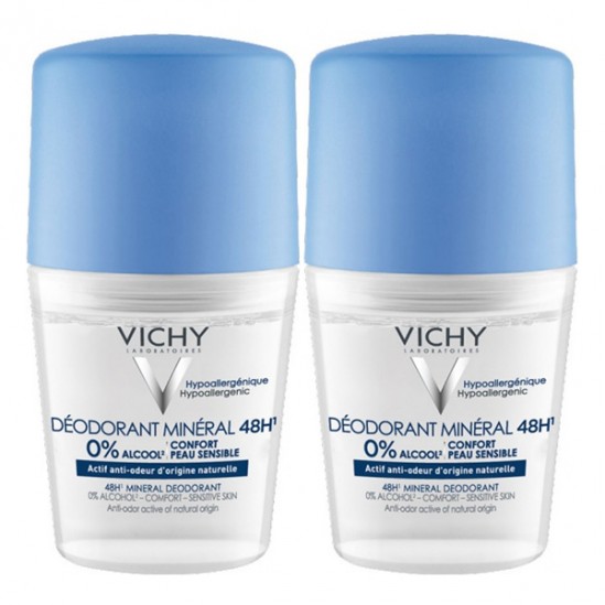 Vichy Déodorant Minéral Sans Sels Aluminium Roll-On Peaux Sensibles 50 ml