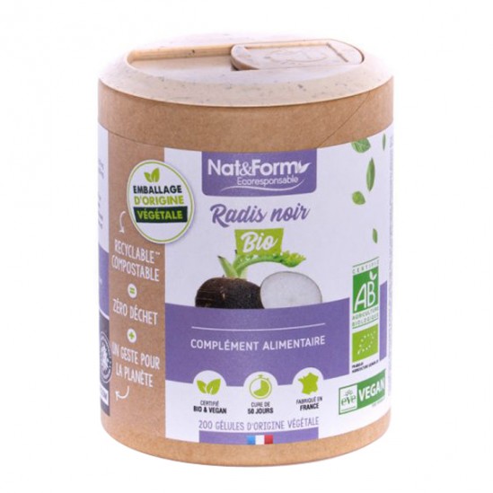 Nat&form radis noir bio format éco 200 gélules