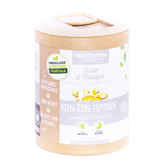 Nat&form huile d'onagre bio écoresponsable 120 capsules