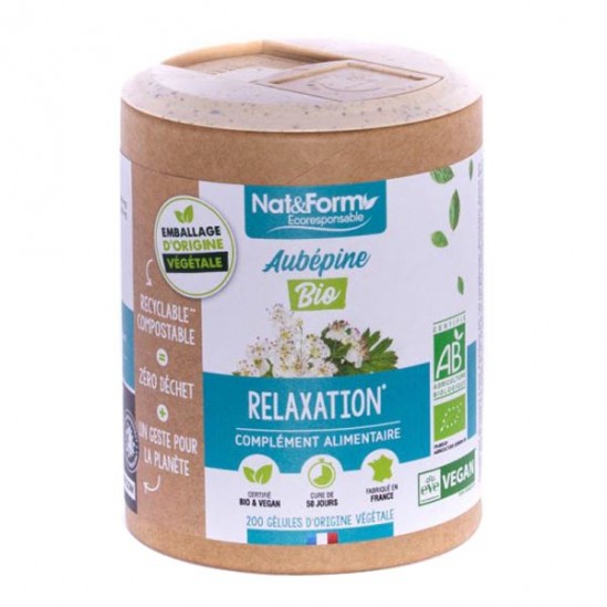 Nat&form aubépine bio relaxation écoresponsable 200 gélules