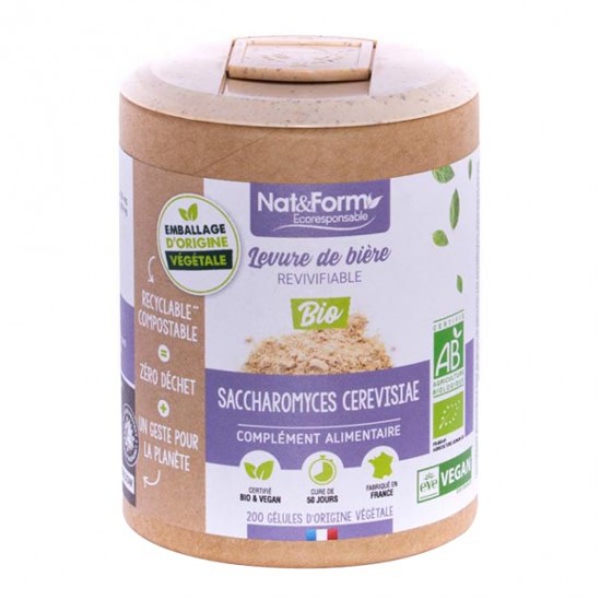 Nat&form levure de bière revivifiable bio écoresponsable 200 gélules