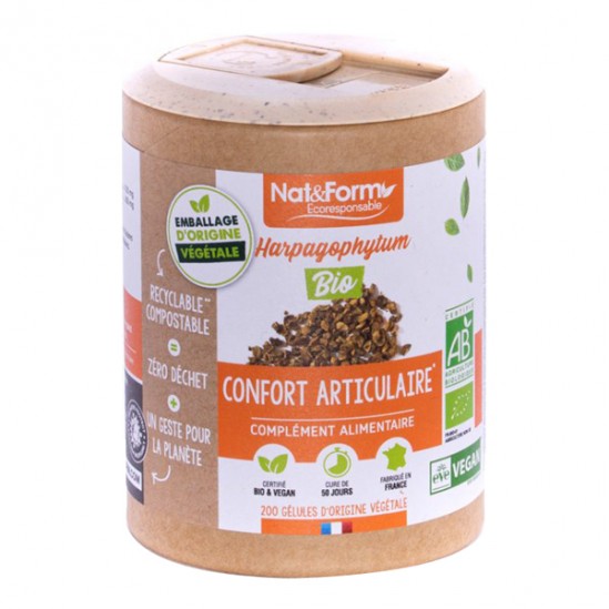 Nat&form harpagophytum bio écoresponsable 200 gélules