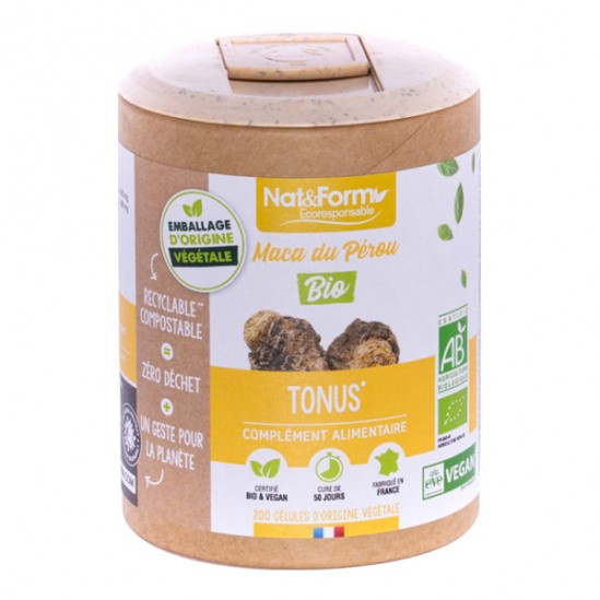 Nat&form maca du pérou bio écoresponsable 200 gélules