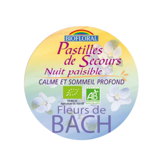 Biofloral Pastilles de Secours Nuit Paisible Sans Alcool Format Familial 50g