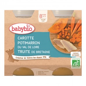 Babybio carotte pottimarron & truite dès 8 mois 2x200g