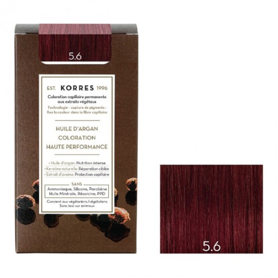 Korres kit coloration permanente huile d'argan châtain claire magenta 5.6