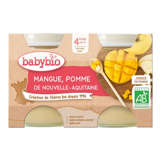 Babybio mangue pomme de Nouvelle-Aquitaine dès 4 mois 2x130g