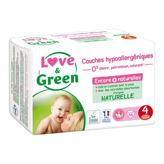 Love & green couches hypoallergéniques taille 4 maxi 7-14 kg 44 pièces