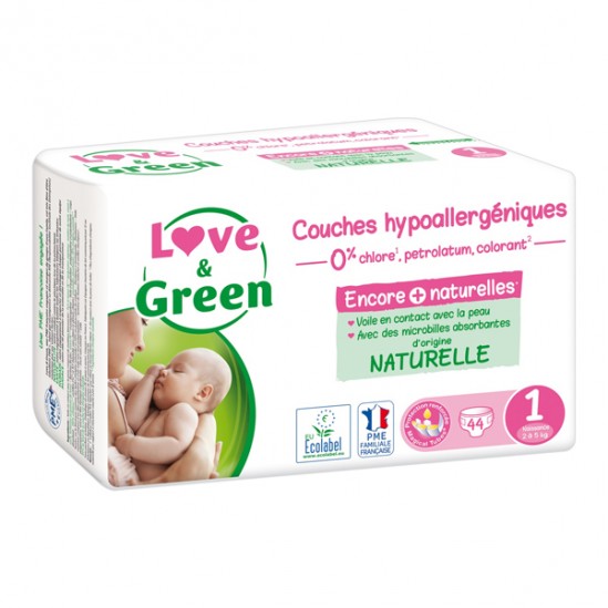 Love & green couches hypoallergéniques taille 1 2-5 kg 44 pièces